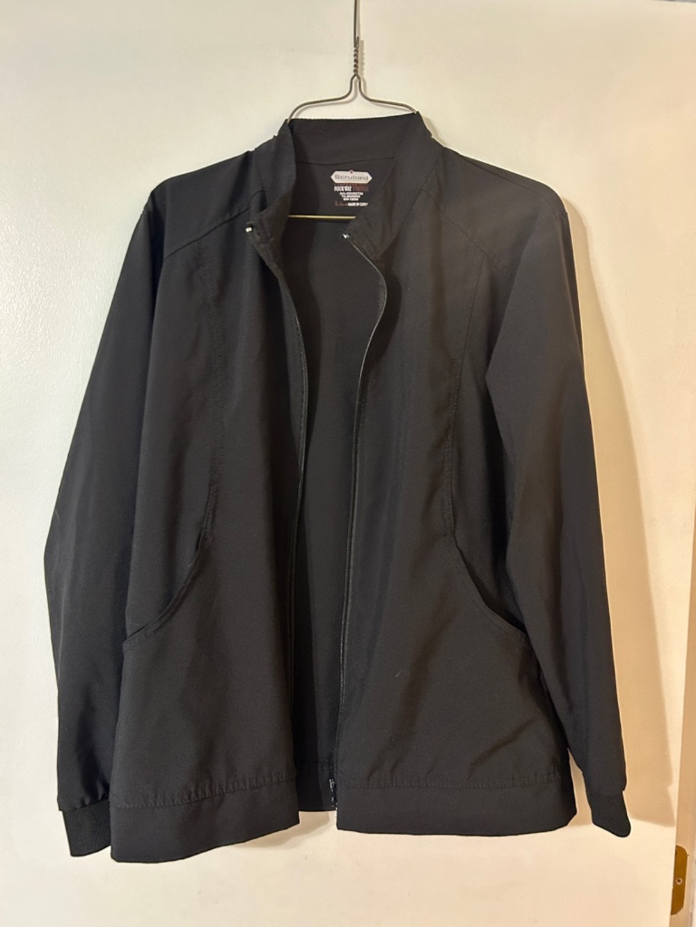 Scrubaid Women's Black Scrub Jacket — Lightweight Zip Front